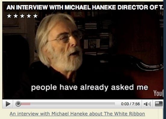Omer Fast's 'Nostalgia' with reference to Michael Haneke — Screen-grab of an interview with Michael Haneke, available on filmstudiesforfree blog