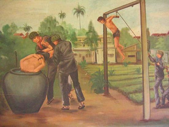 Vann Nath - 'Water Torture' on display at the Tuol Sleng Genocide Museum, Phnom Penh