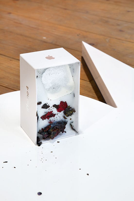 Feature on the new John Jones Project Space in the Arts Building, Finsbury Park — Ludovica GiosciaVL fall/winter 2014 (detail), 2014Dimensions variableResin, dirt, iPhone box, mdf, gloss paint, magnets, make-up sponge and silver pigment.Courtesy Riccardo Crespi, MilanAt Marcelle Joseph Projects Material Girls and their Muses