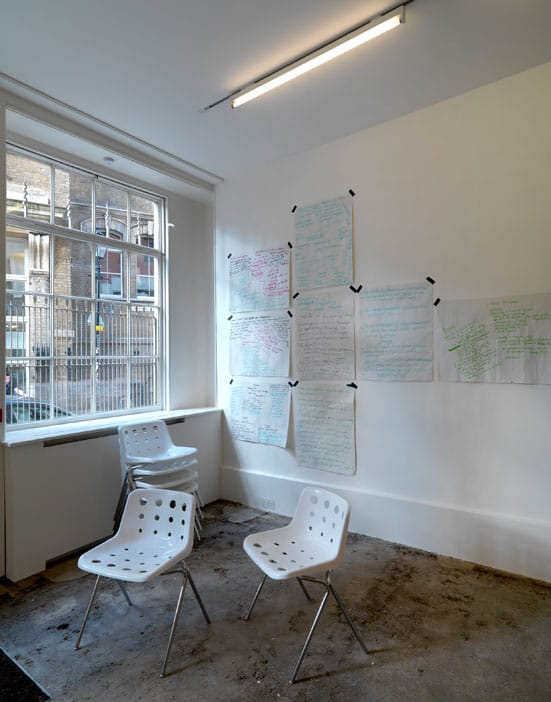 Thomas Bayrle, Ann Lislegaard, and Ultra-red — 
Ultra-red
School of Echoes
2009
Installation view, Raven Row
Photographer Marcus J. Leith
