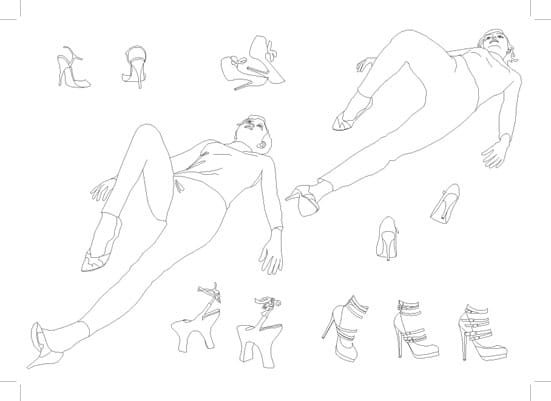 Malin Ståhl preparatory drawing for ‘Waitresses’