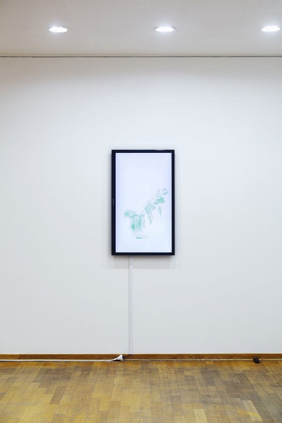 Kouichi TabataInstallation shots of 72 Colors (Rose), 2013HD video and a set of 72 colour pencil works on paperCourtesy of the artist and Gallery Koyanagi