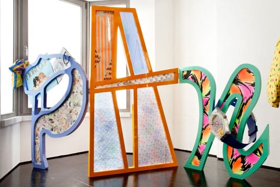 
'Paninaro',2010
Paninaro paraphernalia,wood, metal, fabric, wallpaper, plastic and gloss paint.
Installation, dimensions variable
PHOTOGRAPHY BY MICHELE PANZERI 
Courtesy The Agency Gallery, London

