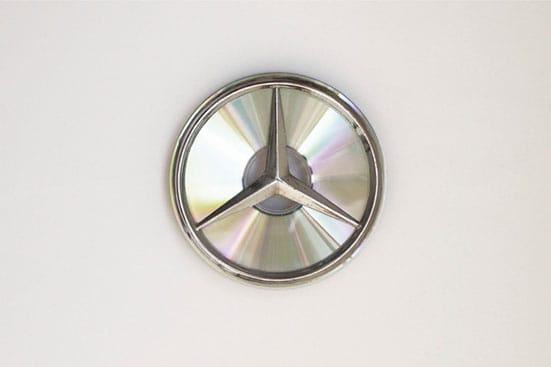 Stéphanie Saadé
	Re-Enactment LB/ Taxi
	2013
	CD, Mercedes Sign
	Diameter 12 cm
	Image courtesy of VITRINE.