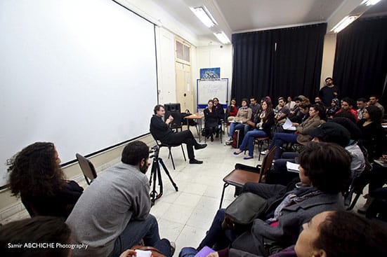 
Alfredo Jaar's presentation at Ecole Nationale des Beaux-Arts d'Alger, November 2012 © aria
