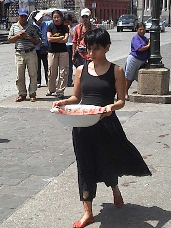 
Regina José Galindo ‘Quién puede borrar las huellas?’
2003, Guatemala
Photo:  Victor Pérez. Courtesy the artist & prometeogallery di Ida Pisani
